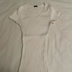 White Ribbed Scalloped Shirt